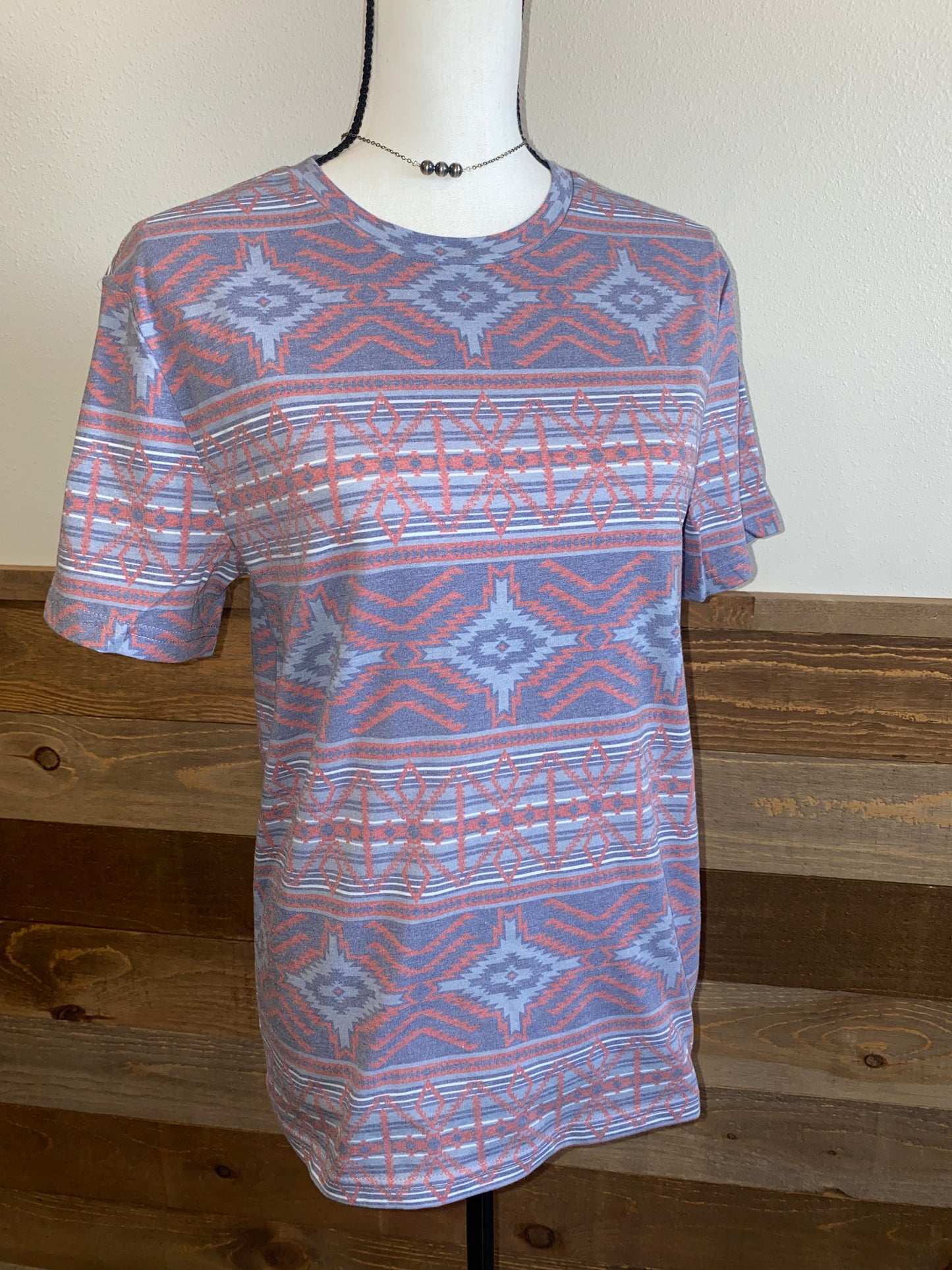 Rock & Roll Unisex Blue Aztec T-Shirt