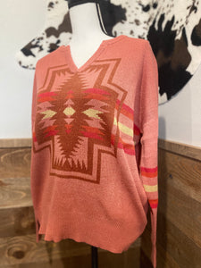 Pendleton Women's Faded Rose/Bronze Harding Cotton Knit Sweater