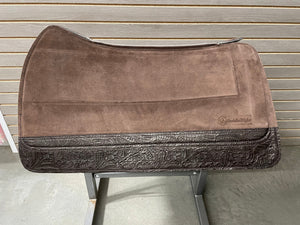 SaddleRight Saddle Pad 32" x 29" - Brown Suede & Chocolate Floral