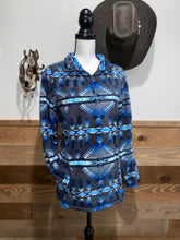 Load image into Gallery viewer, Powder River Women&#39;s Blue Aztec Quarter Zip Pullover
