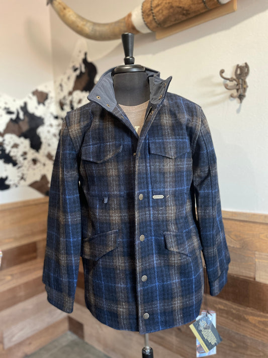 Powder River Men's Big & Tall Blue & Brown Plaid Wool Jacket