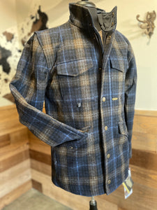 Powder River Men's Big & Tall Blue & Brown Plaid Wool Jacket