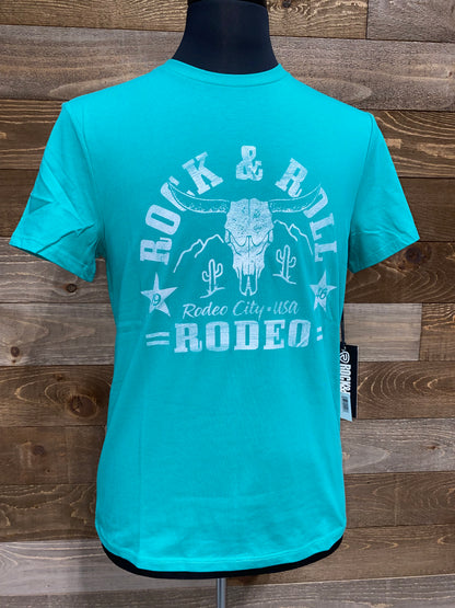 Rock & Roll Unisex Teal Rodeo City T-Shirt