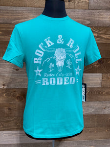 Rock & Roll Unisex Teal Rodeo City T-Shirt