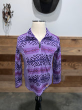 Load image into Gallery viewer, Powder River Girl&#39;s Violet Aztec Quarter Zip Pullover
