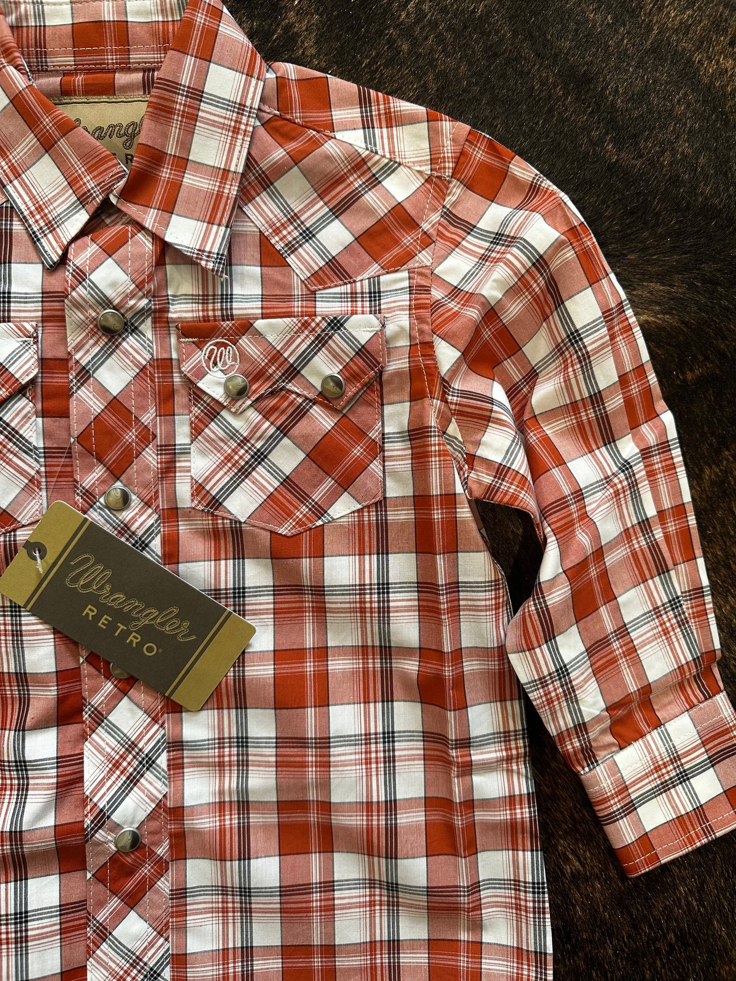 Wrangler Boy's Retro Red Plaid Western Shirt