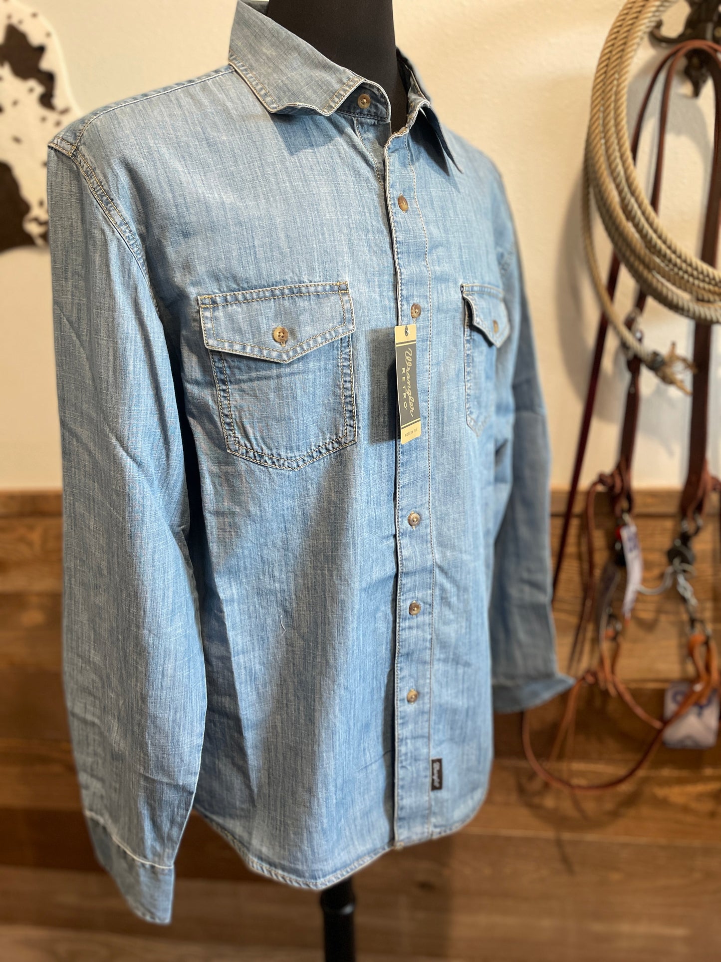 Wrangler Men's Big & Tall Denim Western Shirt