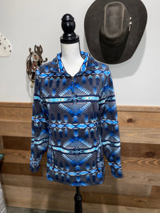 Powder River Women's Blue Aztec Quarter Zip Pullover