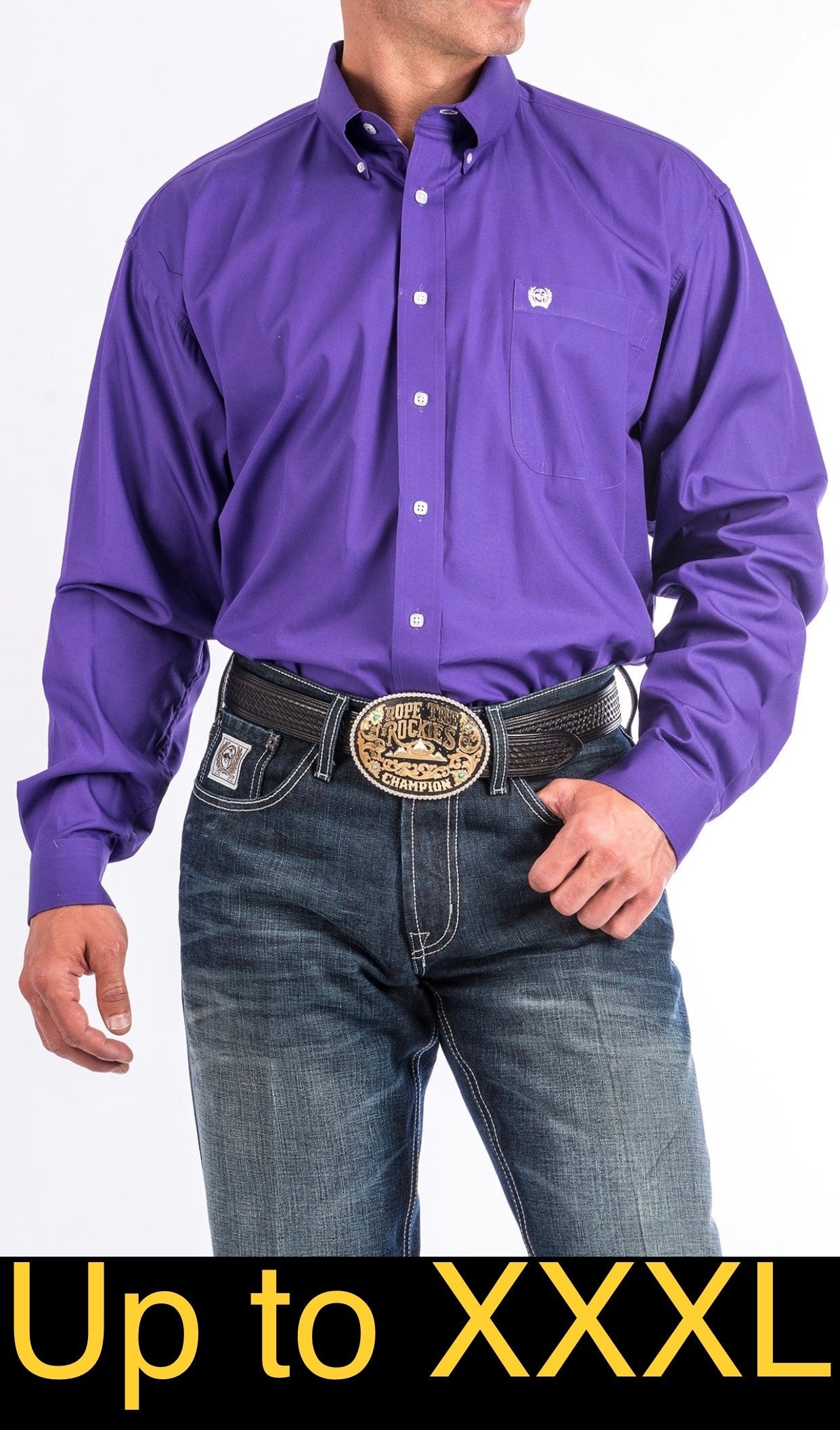 Cinch Men's Big & Tall Solid Purple Western Shirt