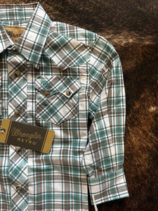 Wrangler Boy's Turquoise & Brown Retro Western Shirt