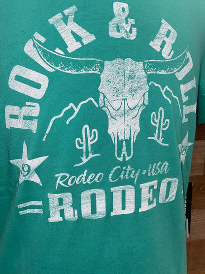 Rock & Roll Unisex Teal Rodeo City T-Shirt