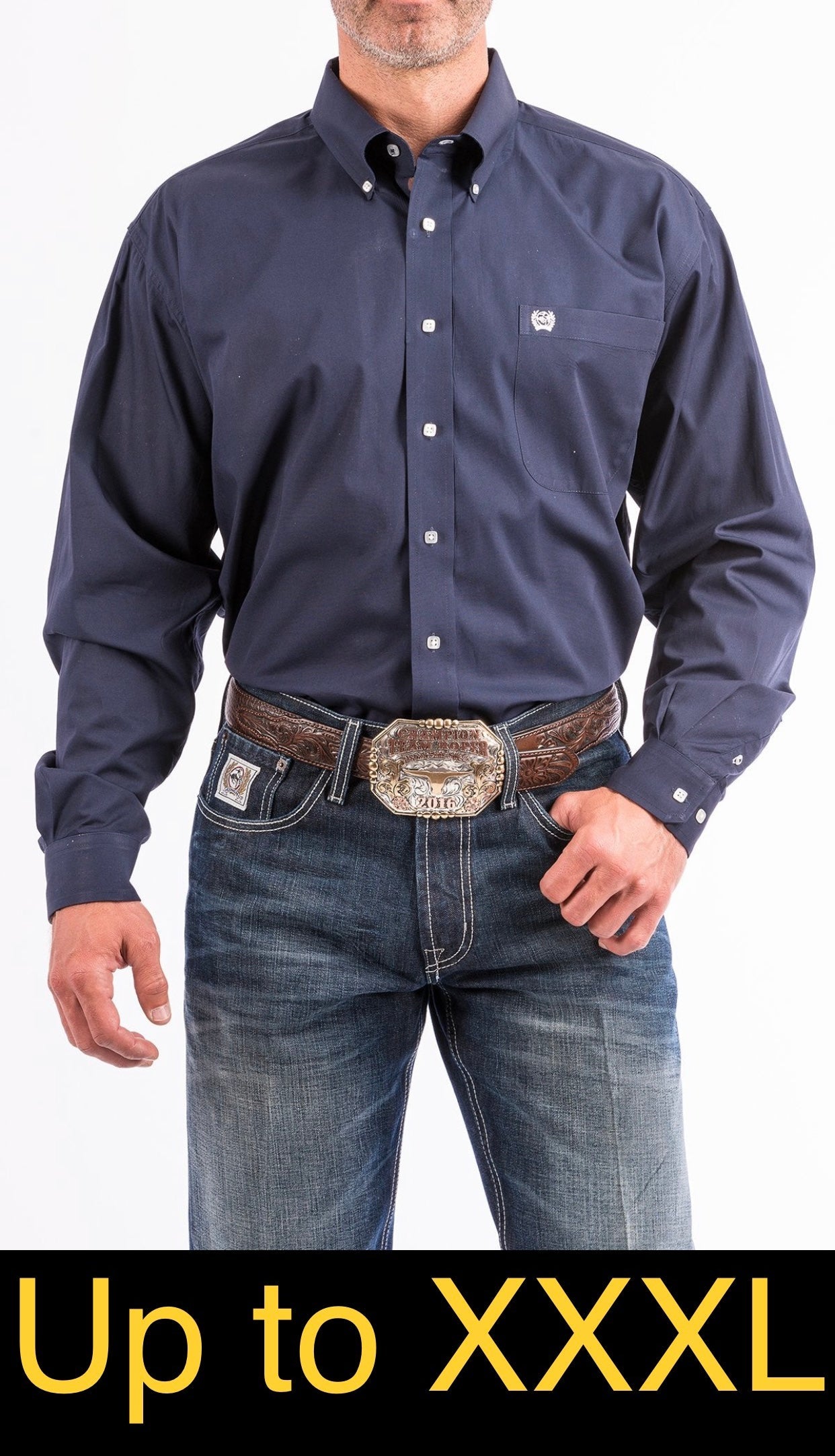 Cinch Men's Big & Tall Solid Navy Western Shirt