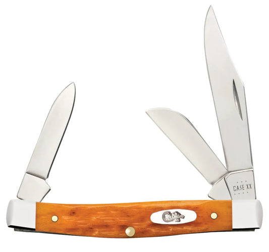 Case Persimmon Orange Bone Peach Seed Jig Medium Stockman Knife