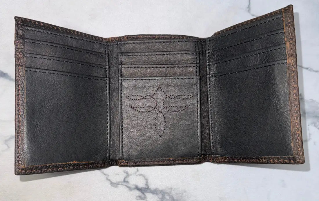 Justin Pebble Embroidered Trifold Wallet Men’s Wallet