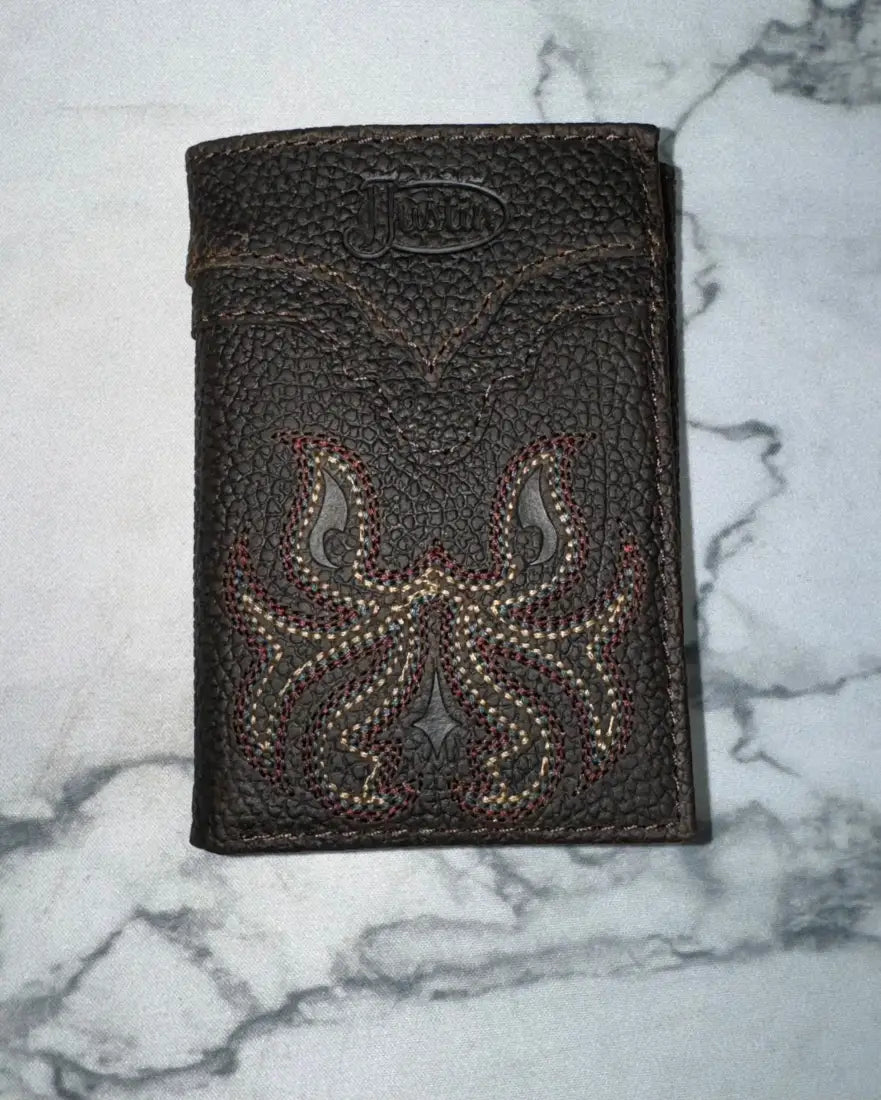 Justin Pebble Embroidered Trifold Wallet Men’s Wallet