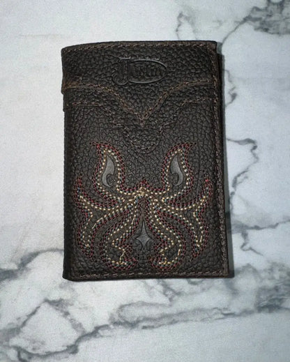 Justin Pebble Embroidered Trifold Wallet Men’s Wallet