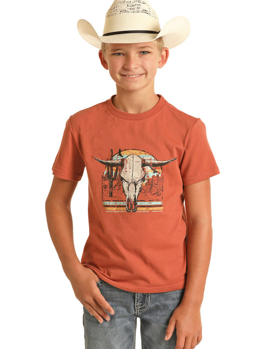 Rock & Roll Boy's Sunset Steerhead T-Shirt