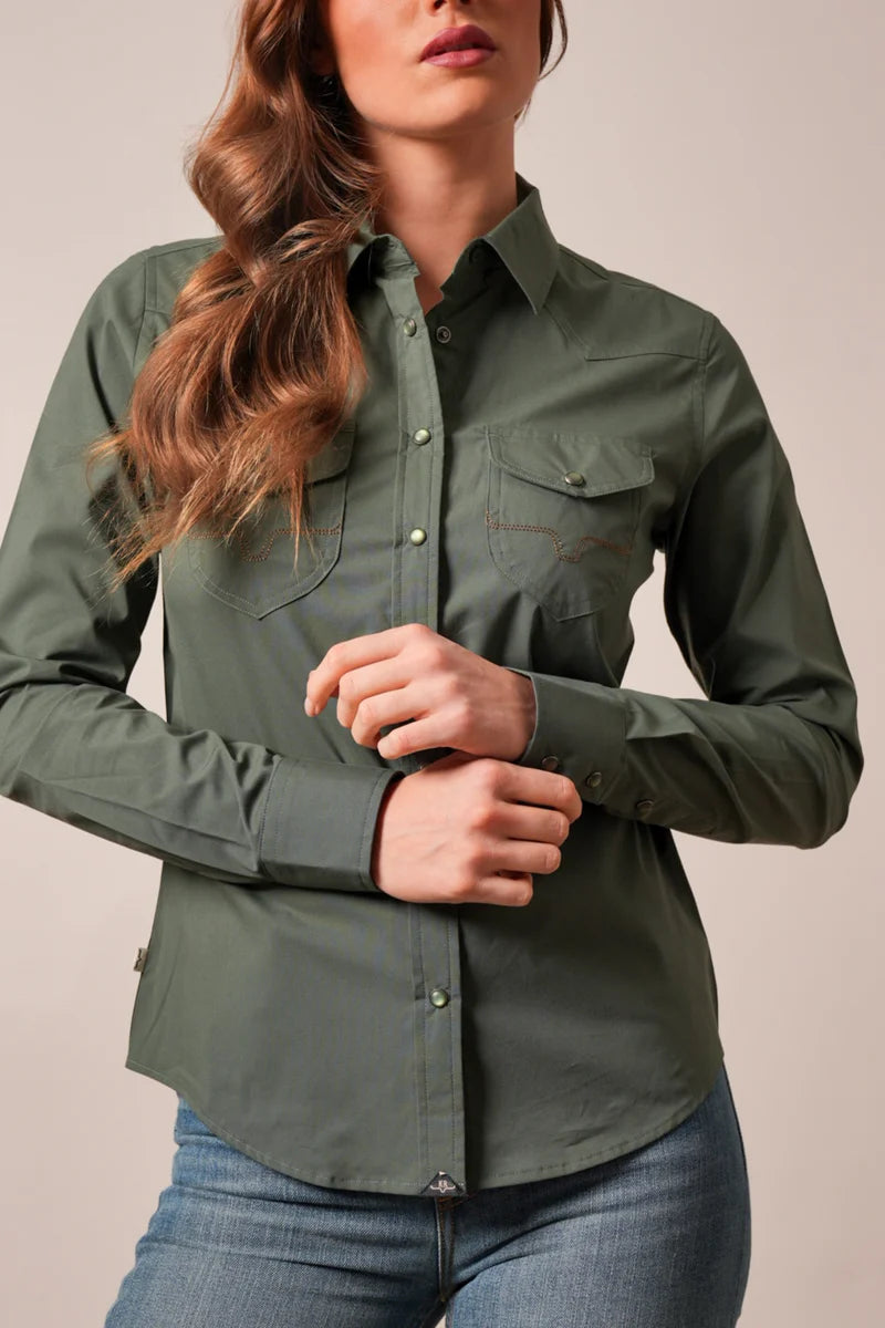 Kimes Ranch Women's Dark Olive Skeeter Western Shirt