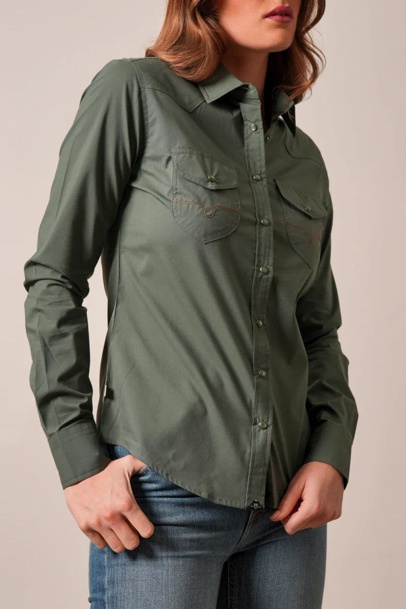 Kimes Ranch Women's Dark Olive Skeeter Western Shirt