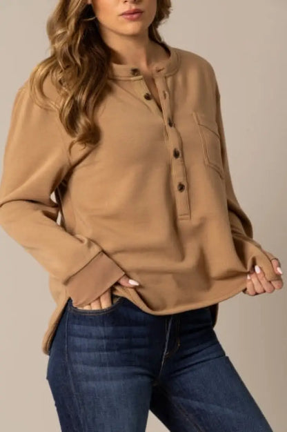 Kimes Ranch Women’s Elouise Henley Long Sleeve Blouse Women’s Tank/Blouse