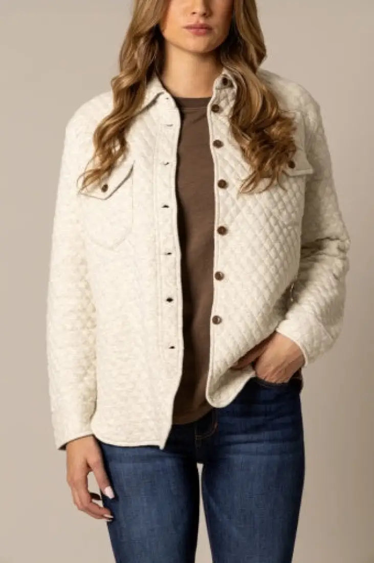 Kimes Ranch Women’s Susie Quilted Button Shirt Jacket Small / Natural Women’s Jacket