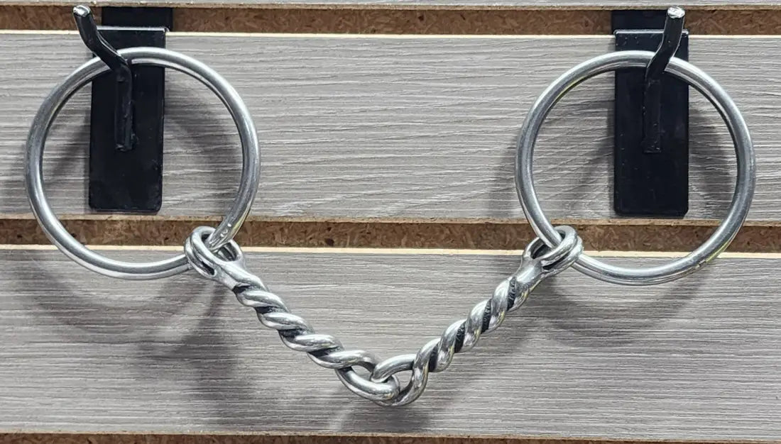 L&W #138A O Ring Snaffle Bit-No Curb Stops 15 - Large Twisted Snaffle 7/16’’ Bit