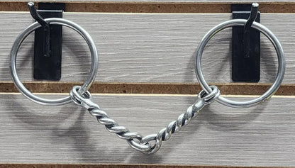 L&W #138A O Ring Snaffle Bit-No Curb Stops 15 - Large Twisted Snaffle 7/16’’ Bit