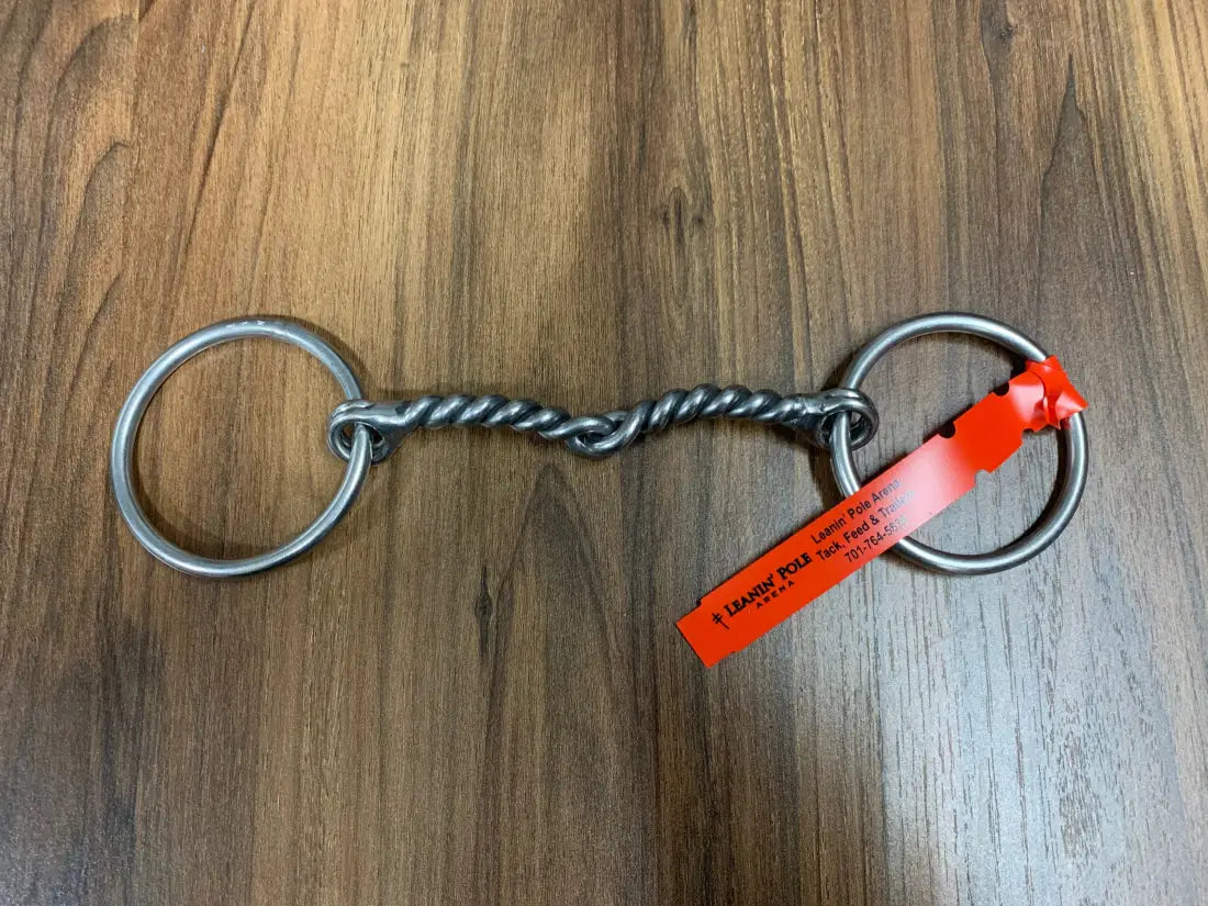 L&W #138A O Ring Snaffle Bit-No Curb Stops 38 - Large Twisted Snaffle Bit