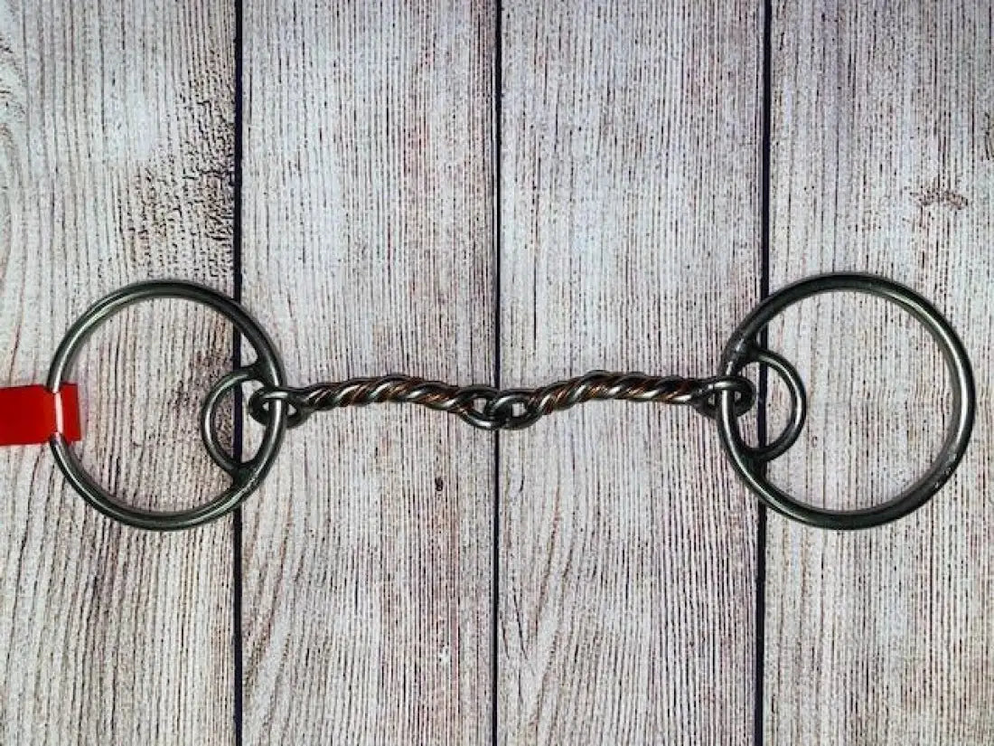 L&W #138B Locked Mouthpiece O Ring Bit 19 - 3/8’’ Copper Twisted Snaffle Bit