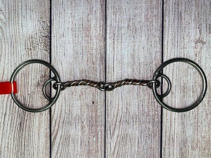 L&W #138B Locked Mouthpiece O Ring Bit 19 - 3/8’’ Copper Twisted Snaffle Bit