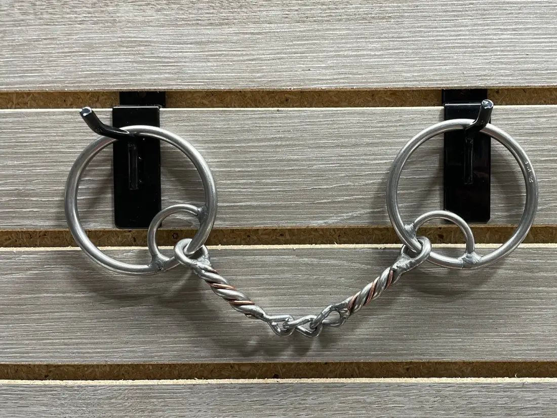 L&W #138B Locked Mouthpiece O Ring Bit 21 - Copper Twisted Chain Middle Snaffle Bit