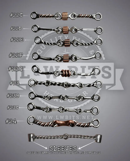 L&W #169B Combination Wrapped Bike Chain Nose Bit 16 - Medium Twisted Snaffle Bit