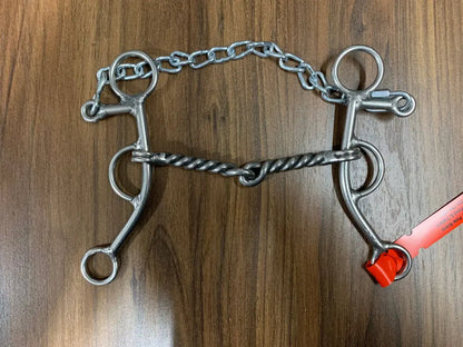 L&W #181 Lifter Bit - 7’’ Shank with Curb Set Backs 15 - Large Twisted Snaffle 7/16’’ Bit