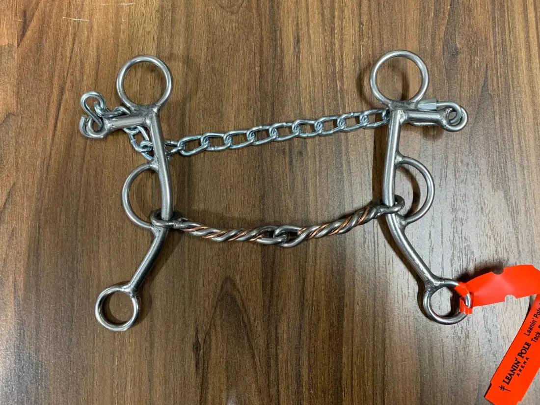 L&W #181 Lifter Bit - 7’’ Shank with Curb Set Backs 19 - 3/8’’ Copper Twisted Snaffle Bit