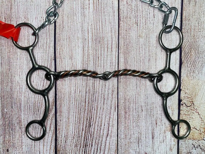 L&W #184 Junior Cowhorse Circle Ring Bit - 6’’ 19 - 3/8’’ Copper Twisted Snaffle Bit