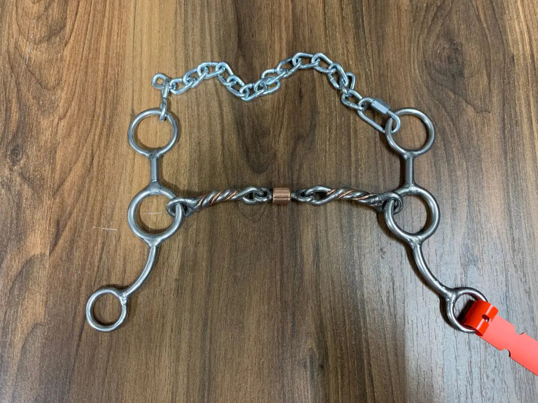 L&W #184 Junior Cowhorse Circle Ring Bit - 6’’ 20 - 3/8’’ Twisted Copper Inlay w/ Dogbone Roller Bit