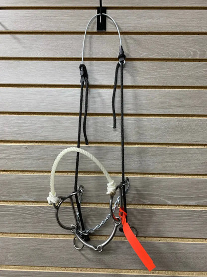 L&W #322 Rope Draw with Cable Poll Combination Rope Nose Bit 10 - Large Smooth Snaffle Bit