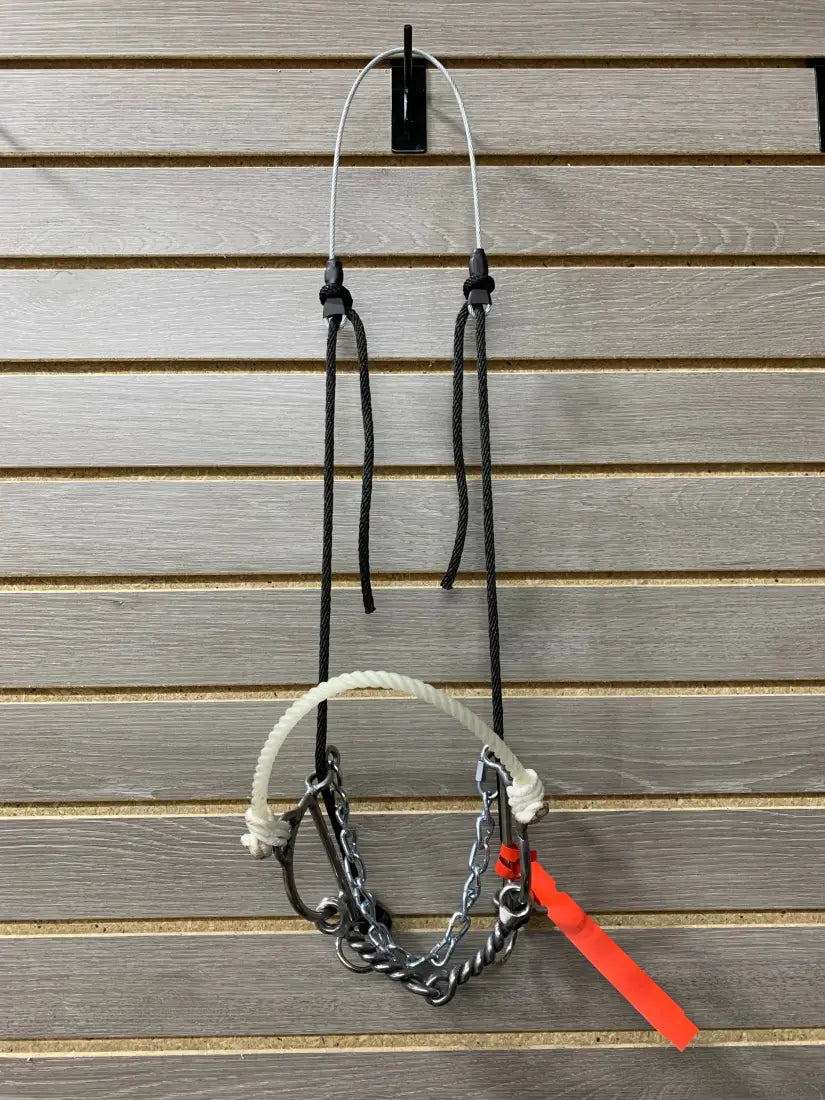 L&W #322 Rope Draw with Cable Poll Combination Rope Nose Bit 15 - Large Twisted Snaffle 7/16’’ Bit