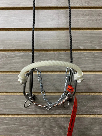 L&W #322 Rope Draw with Cable Poll Combination Rope Nose Bit 19 - 3/8’’ Copper Twisted Snaffle Bit