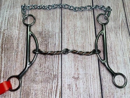 L&W #KJ Long Shank Kathy James Bit 19 - 3/8’’ Copper Twisted Snaffle Bit