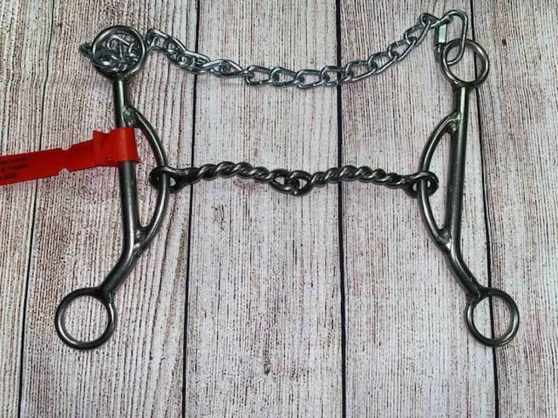 L&W #KJ Long Shank Kathy James Bit 38 - Large Twisted Snaffle Bit