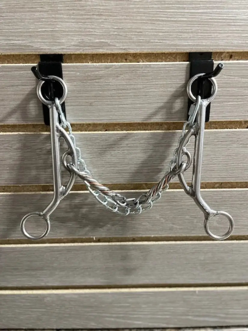 L&W #KJ3 Long Shank Kathy James with Stops Bit 21 - Copper Twisted Chain Middle Snaffle Bit