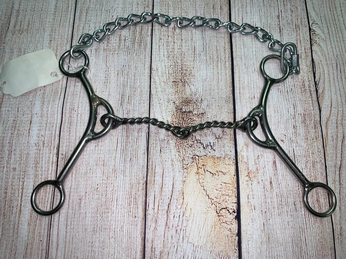 L&W #LSmikey Long Shank Mikey Bit 16 - Medium Twisted Snaffle Bit