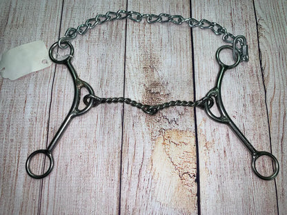 L&W #LSmikey Long Shank Mikey Bit 16 - Medium Twisted Snaffle Bit