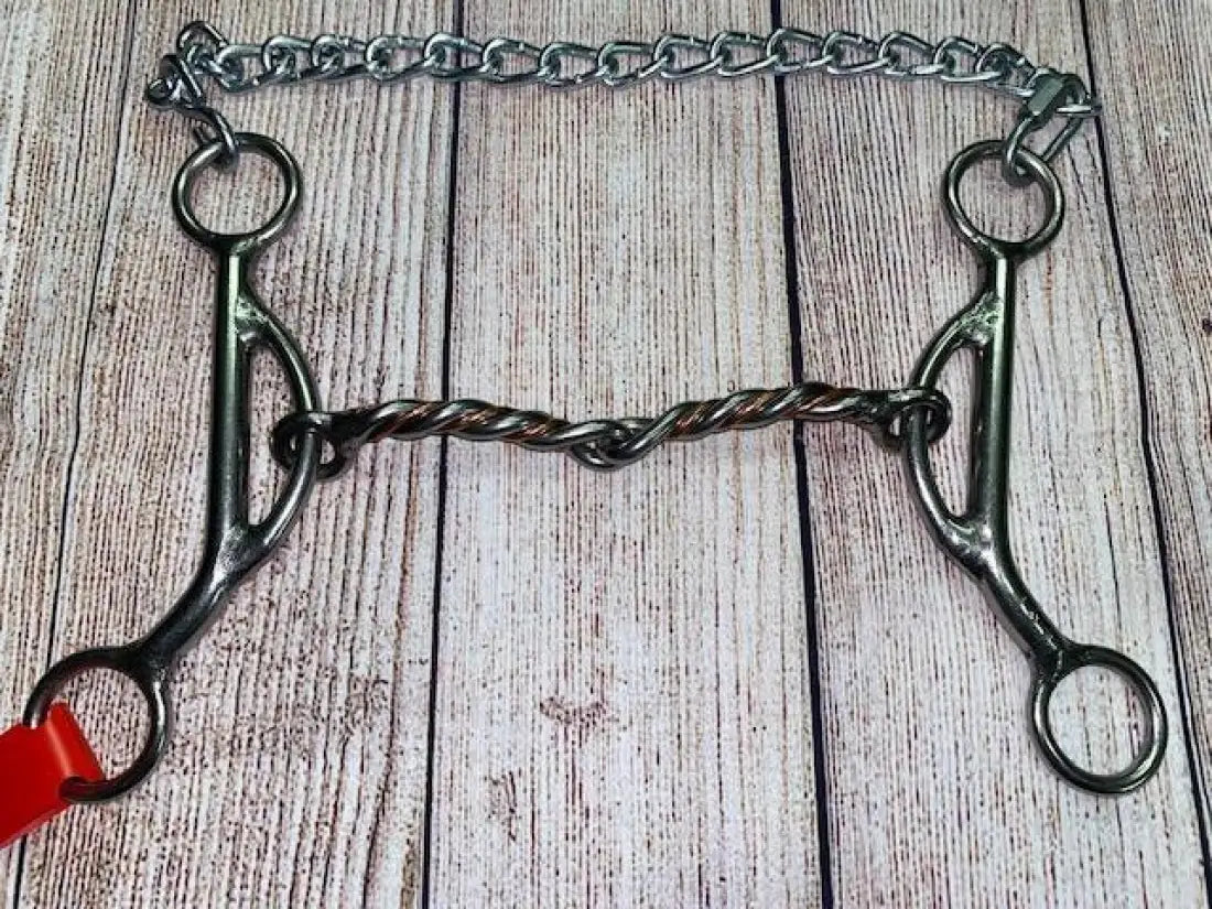 L&W #SSKJ Short Shank Kathy James Bit 19 - 3/8’’ Copper Twisted Snaffle Bit