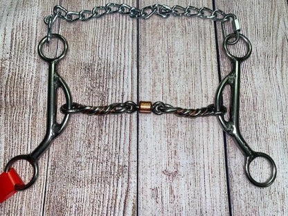 L&W #SSKJ Short Shank Kathy James Bit 20 - 3/8’’ Twisted Copper Inlay w/ Dogbone Roller Bit