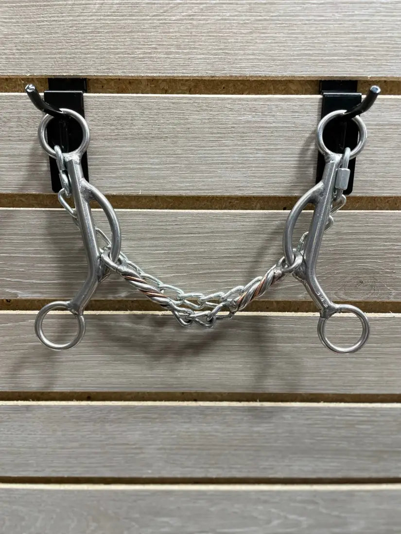 L&W #SSKJ Short Shank Kathy James Bit 21 - Copper Twisted Chain Middle Snaffle Bit