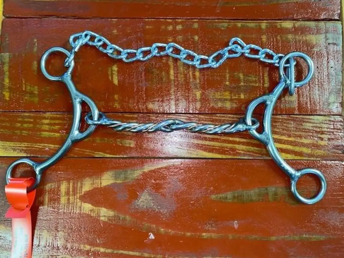 L&W #SSmikey Short Shank Mikey Lift Bit 19 - 3/8’’ Copper Twisted Snaffle Bit