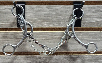 L&W #SSmikey Short Shank Mikey Lift Bit 21 - Copper Twisted Chain Middle Snaffle Bit