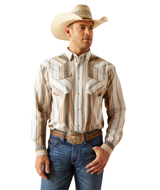 Ariat Men's Pro Series Black & Orange Evan Western Shirt